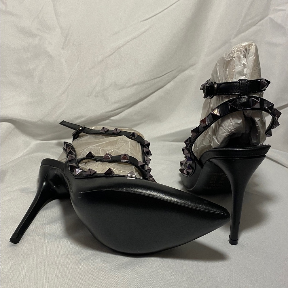 Kaitlyn Black Studded Pointed Heels - Picture 2 of 6